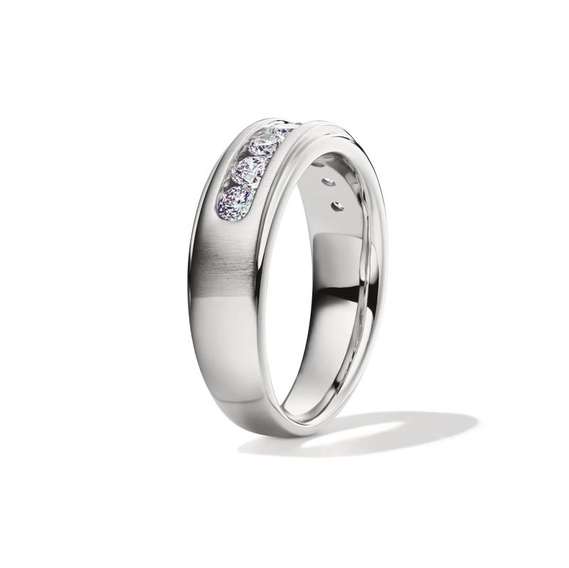 Men&rsquo;s Lab Grown Diamond Wedding Band with Channel Setting in 10K White Gold &#40;1 ct. tw.&#41; – Image 3 of 4