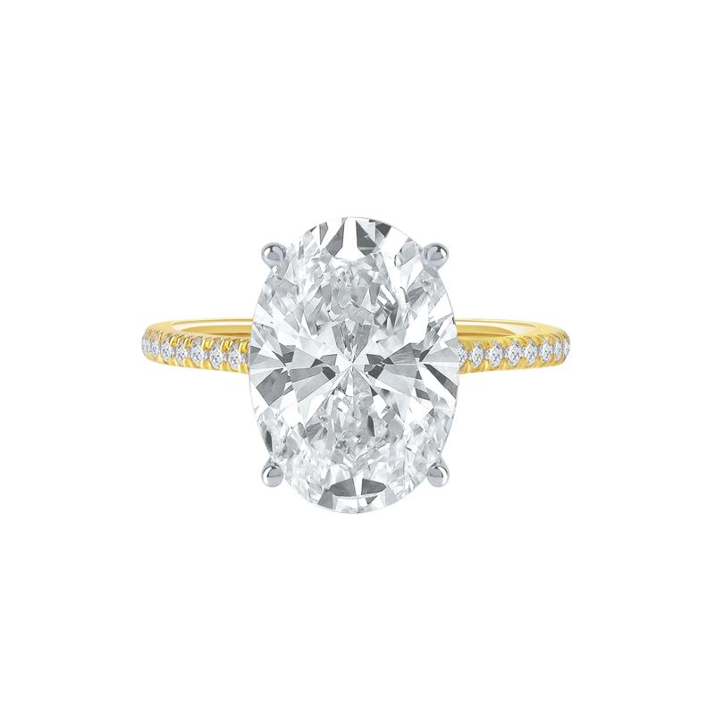 Lab Grown Diamond Oval-Shaped Engagement Ring in 14K Yellow and White Gold &#40;5 1/3 ct. tw.&#41; – Image 1 of 4