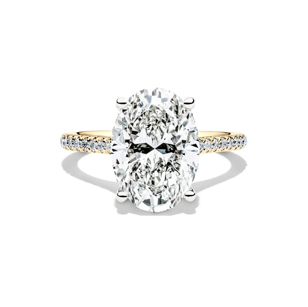 Lab Grown Diamond Oval-Shaped Engagement Ring in 14K Yellow and White Gold (5 1/3 ct. tw.) – Image 1 of 4