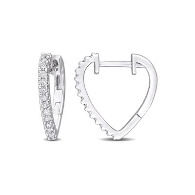 Lab-Created Moissanite Pointed Hoop Earrings in Sterling Silver