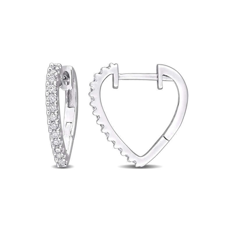 Lab-Created Moissanite Pointed Hoop Earrings in Sterling Silver – Image 1 of 4