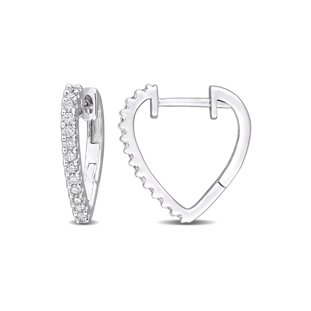 Lab-Created Moissanite Pointed Hoop Earrings in Sterling Silver – Image 1 of 4