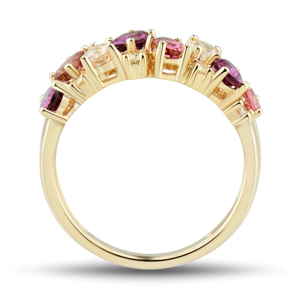 Multi-Shape Pink Morganite, Pink Tourmaline, Red Garnet and White Topaz Ring in 10K Yellow Gold – Image 2 of 3