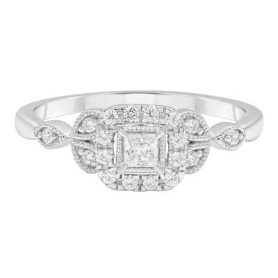 Diamond Princess-Cut Halo Promise Ring in 10K White Gold (1/4 ct. tw.)