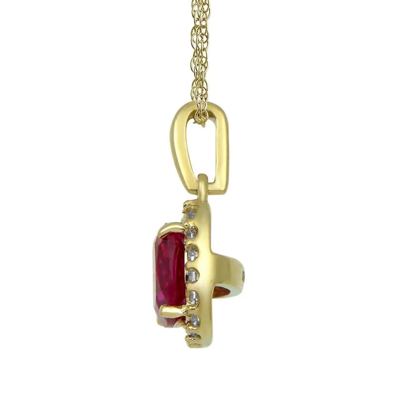Lab Created Ruby &amp; White Sapphire Pendant in 10K Yellow Gold – Image 2 of 2