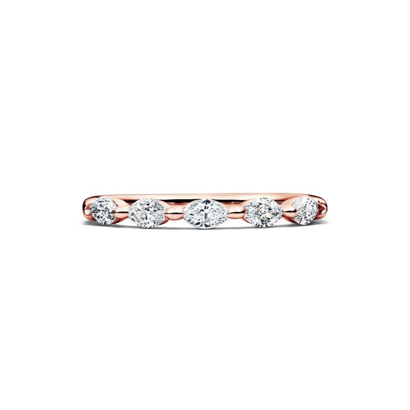 Lab Grown Diamond Marquise-Cut 5-Stone Anniversary Band in 14K Rose Gold &#40;1/2 ct. tw.&#41; – Image 1 of 4
