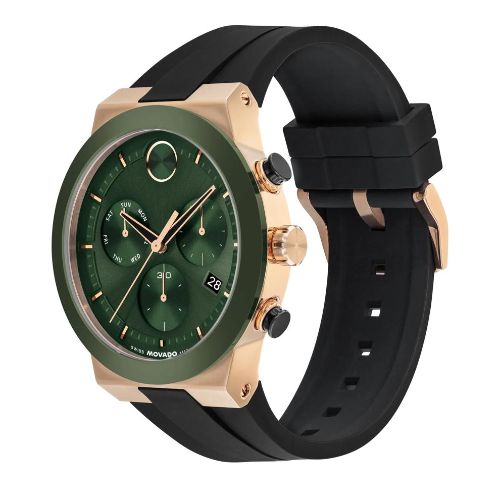 Men's Bold Fusion Watch in Black Silicone and Gold-Tone Stainless Steel, 44MM – Image 2 of 3