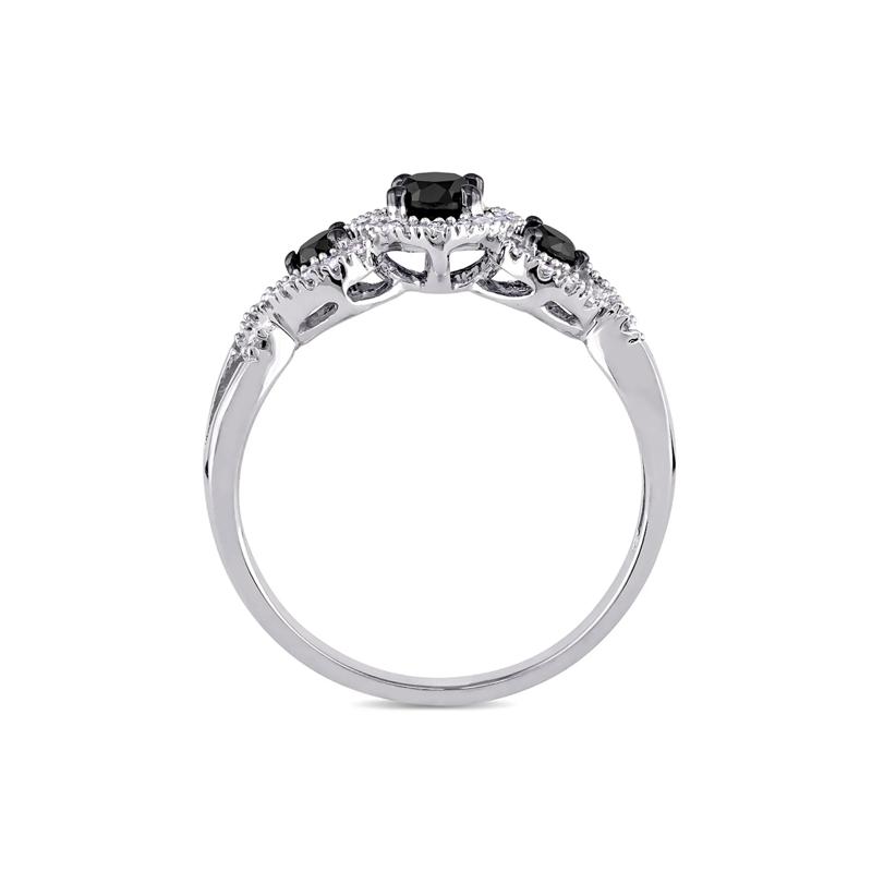 Three-Stone Ring with Black &amp; White Diamonds in 10K White Gold &#40;1/2 ct. tw.&#41; – Image 2 of 5