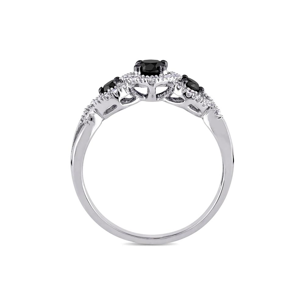 Three-Stone Ring with Black &amp; White Diamonds in 10K White Gold (1/2 ct. tw.) – Image 2 of 5