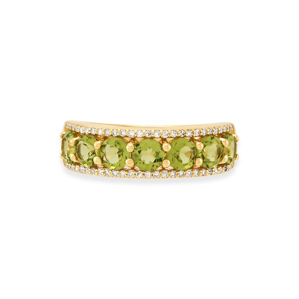 Peridot &amp; Diamond Band in 10K Yellow Gold (1/7 ct. tw.) – Image 1 of 4