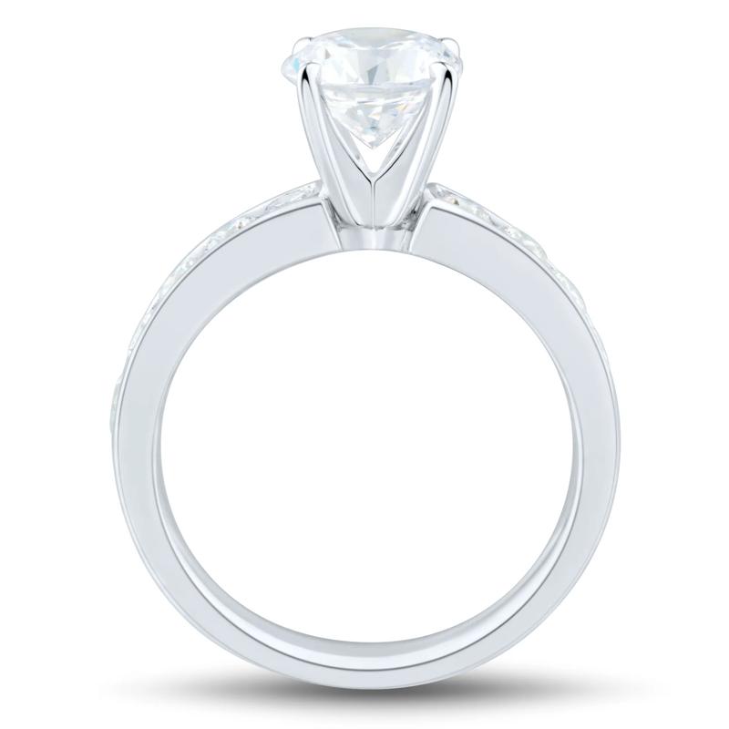 1/2 ct. tw. Round Diamond Channel Semi-Mount Engagement Ring Set in 14k White Gold &#40;Setting Only&#41; – Image 5 of 9