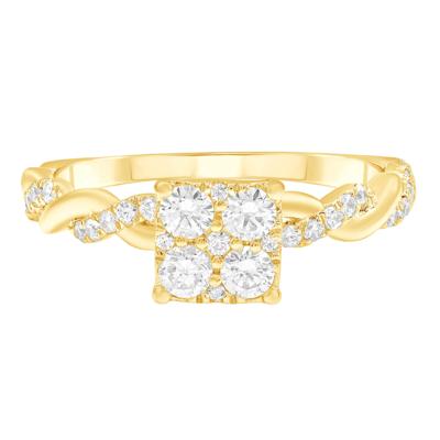 Diamond Princess-Cut Composite Engagement Ring in 10K Yellow Gold (1/2 ct. tw.)