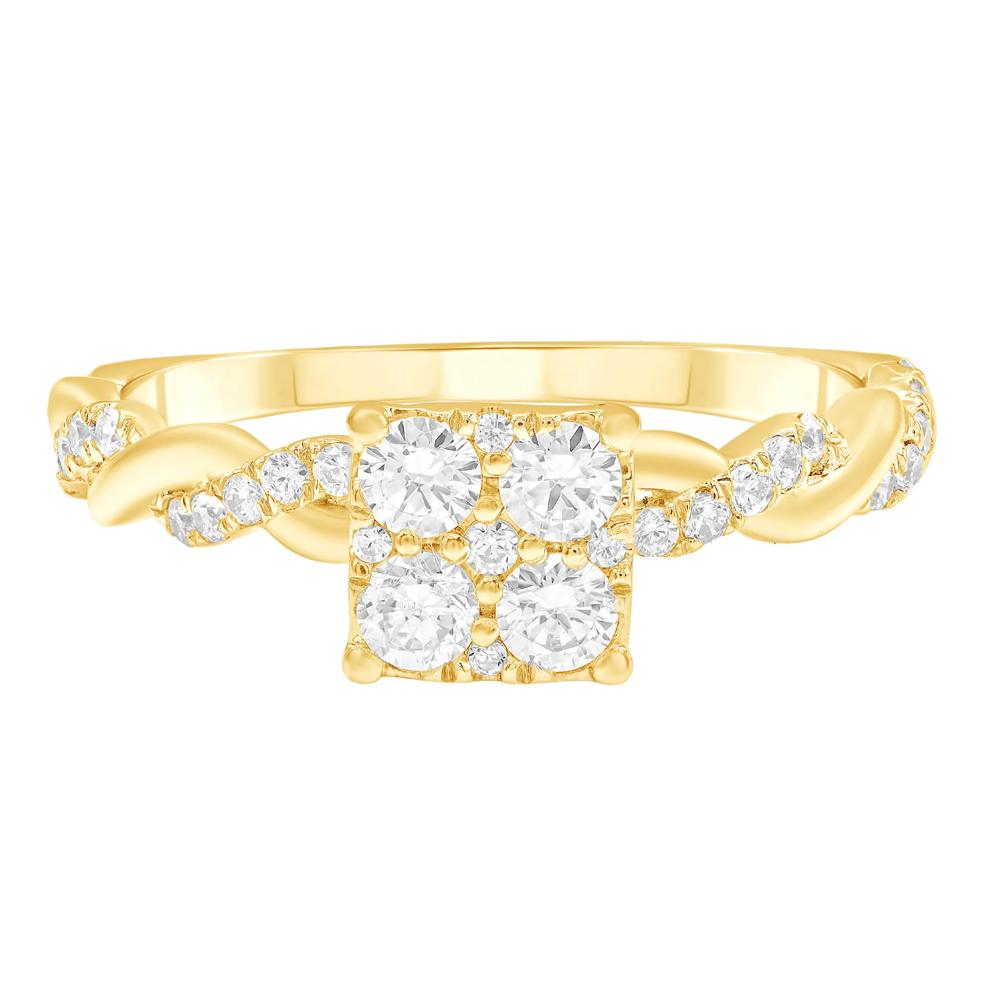 Diamond Princess-Cut Composite Engagement Ring in 10K Yellow Gold (1/2 ct. tw.) – Image 1 of 3