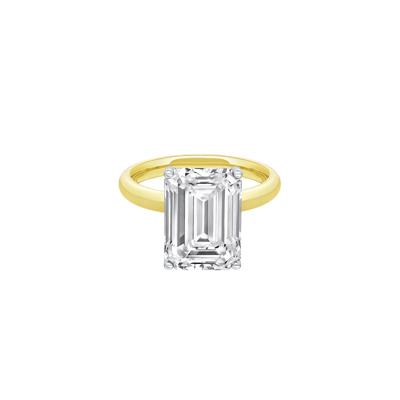 Lab Grown Diamond Emerald-Cut Solitaire Ring in 14K Yellow & White Gold (6 ct.)