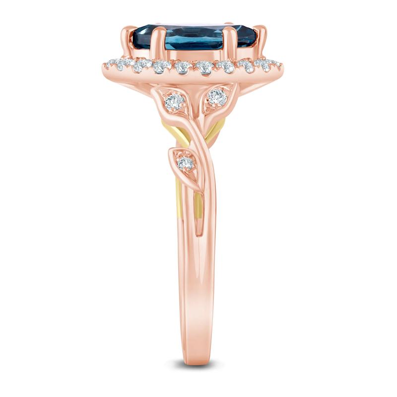 Bailey London Blue Topaz and Lab Grown Diamond Engagement Ring in 14K Rose Gold (1/3 ct. tw.) – Image 3 of 3