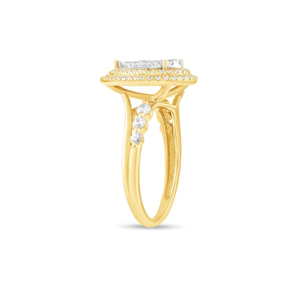 Diamond Pear-Shaped Double Halo Composite Engagement Ring in 10K Yellow &amp; White Gold (1 ct. tw.) – Image 3 of 4
