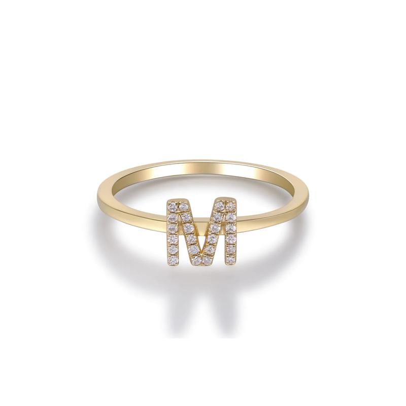 Diamond Accent "M" Initial Ring in 10K Yellow Gold – Image 5 of 5