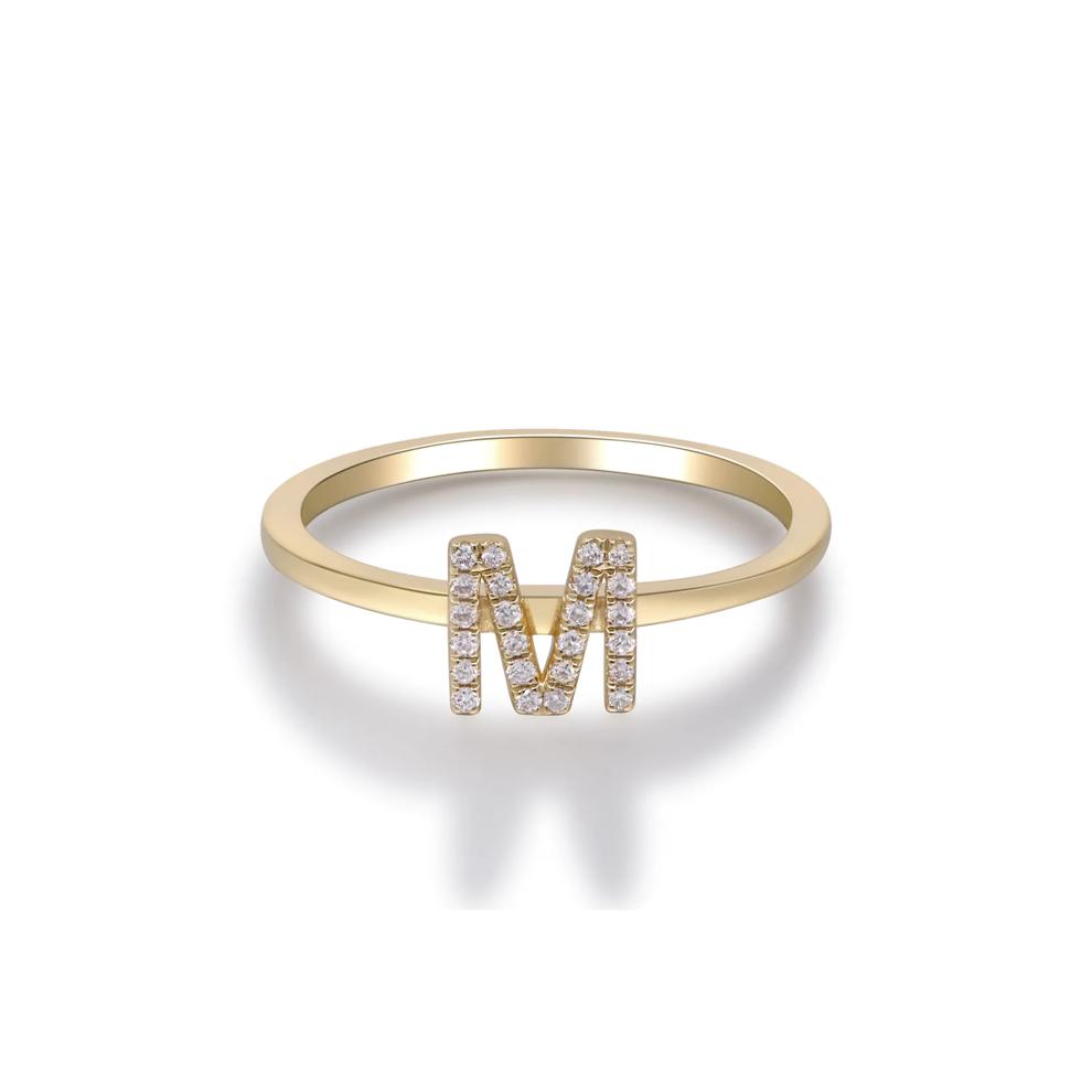 Diamond Accent "M" Initial Ring in 10K Yellow Gold – Image 5 of 5