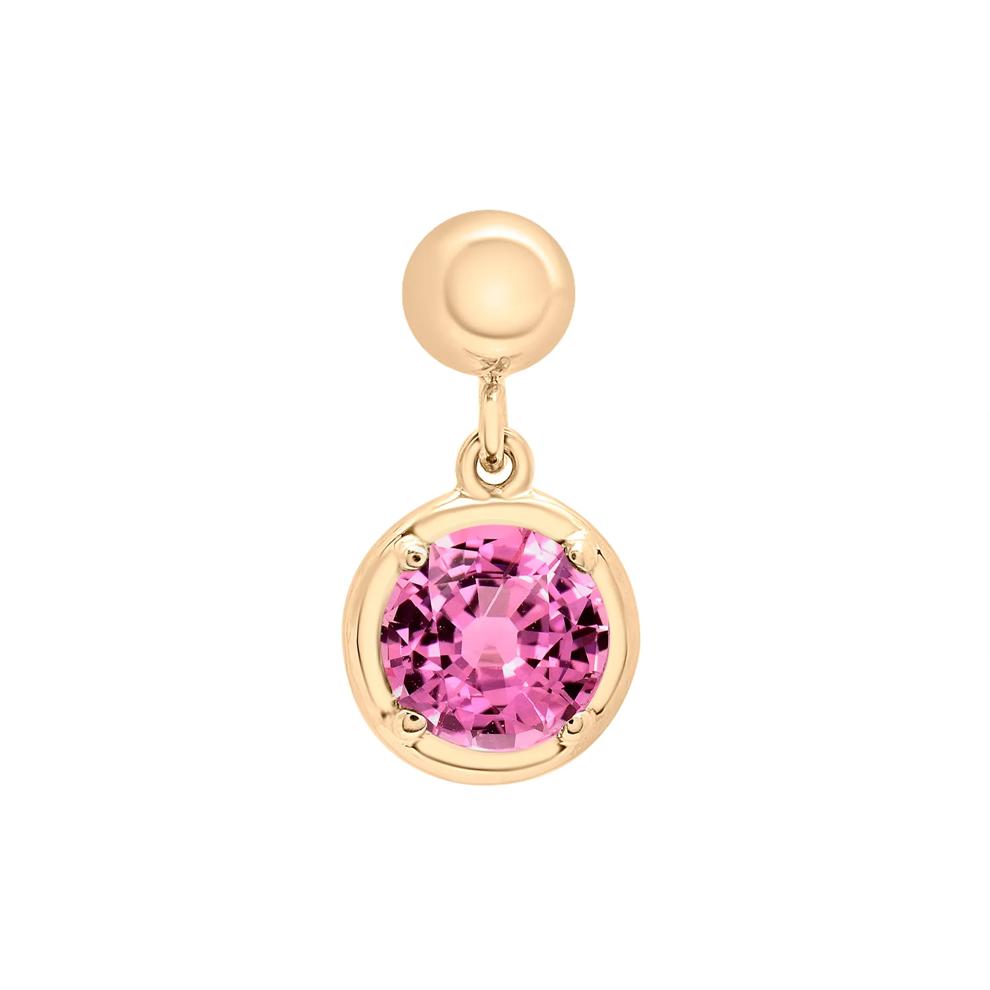 Lab-Created Pink Sapphire Birthstone Bead Charm in Vermeil – Image 1 of 3