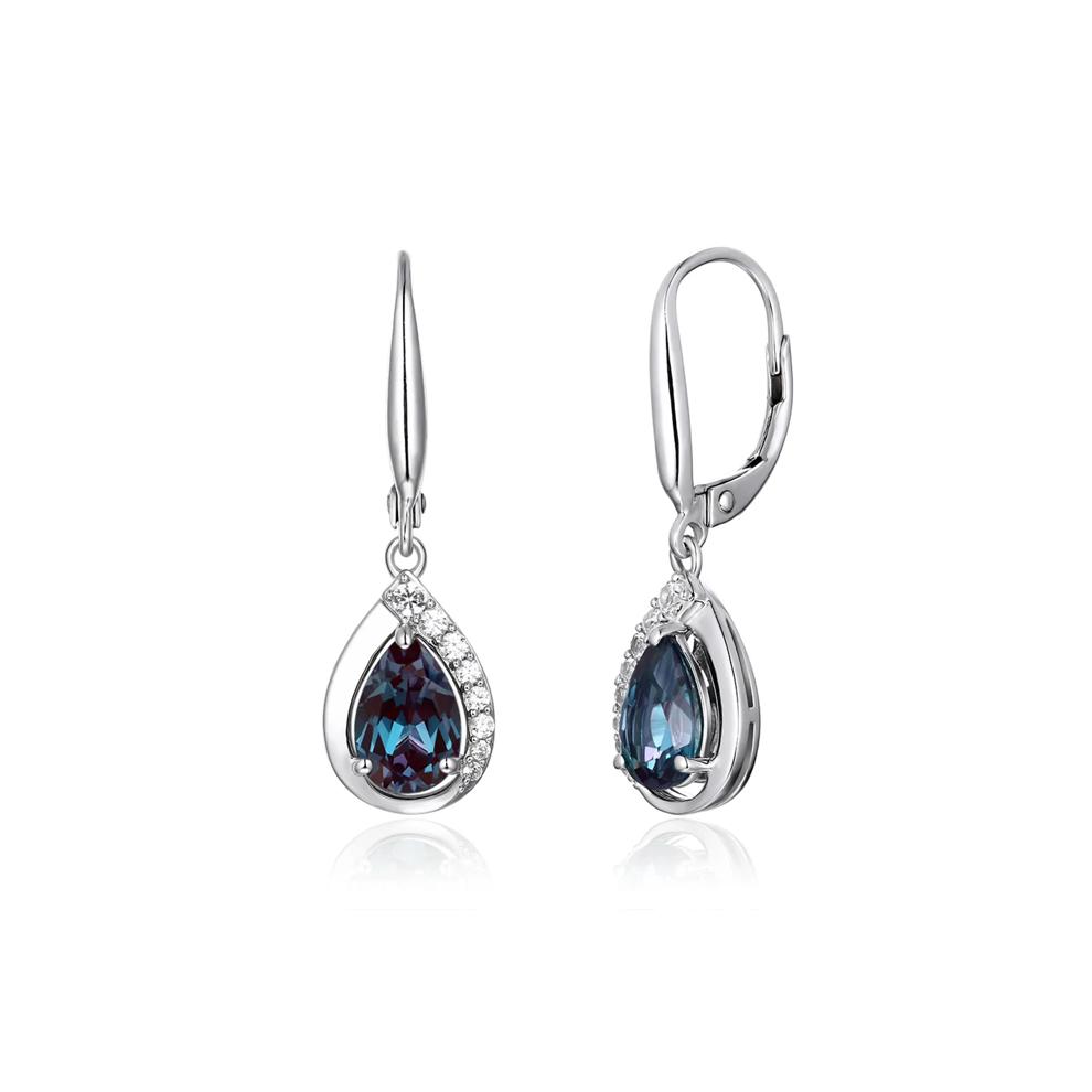 Lab Created Alexandrite &amp; Sapphire Drop Earrings in Sterling Silver – Image 1 of 1