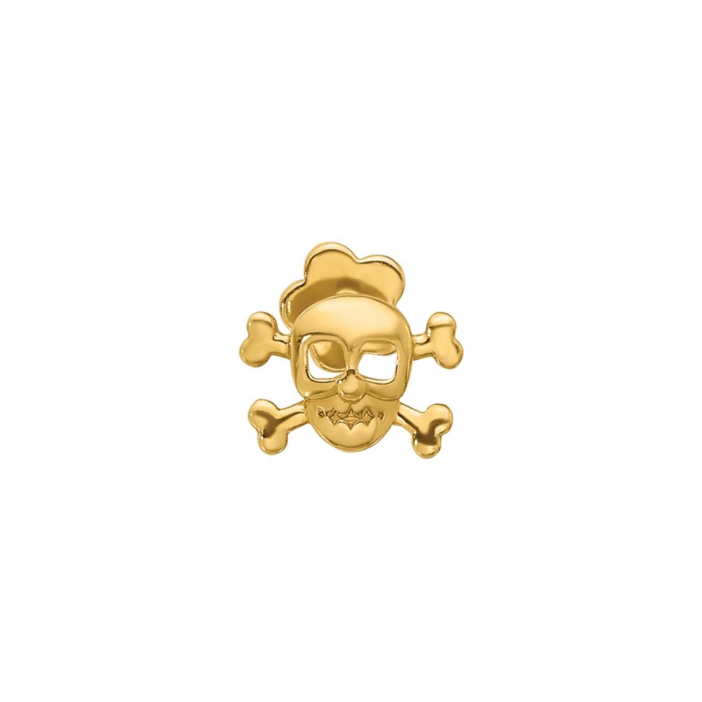 Skull and Crossbones Cartilage Stud in 14K Yellow Gold, 18 Gauge – Image 3 of 3