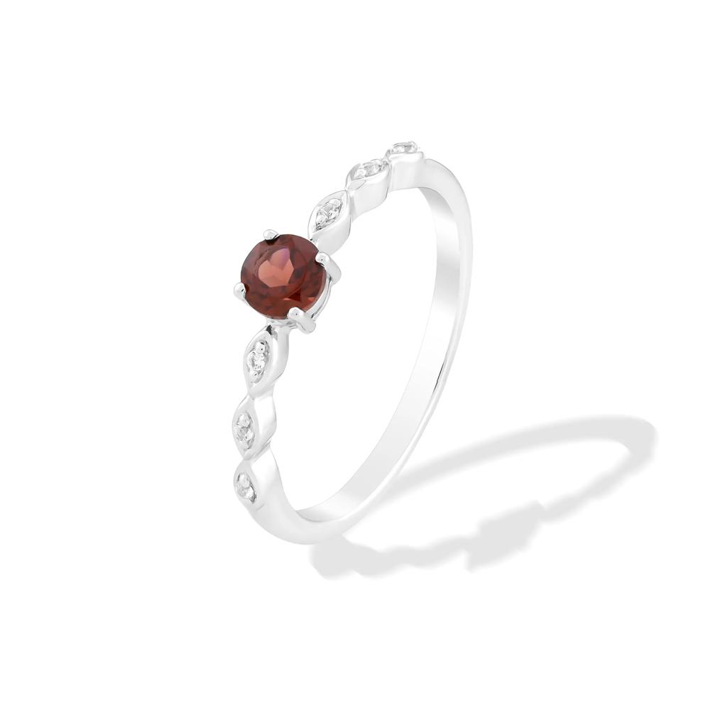 Garnet and Lab-Created White Sapphire Ring in Sterling Silver – Image 4 of 4