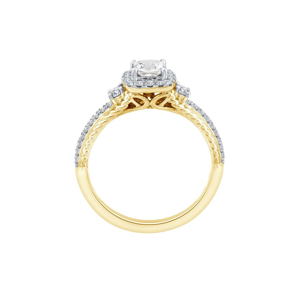 Princess-Cut Diamond Halo Engagement Ring in 14K Yellow Gold (3/4 ct. tw.) – Image 2 of 3