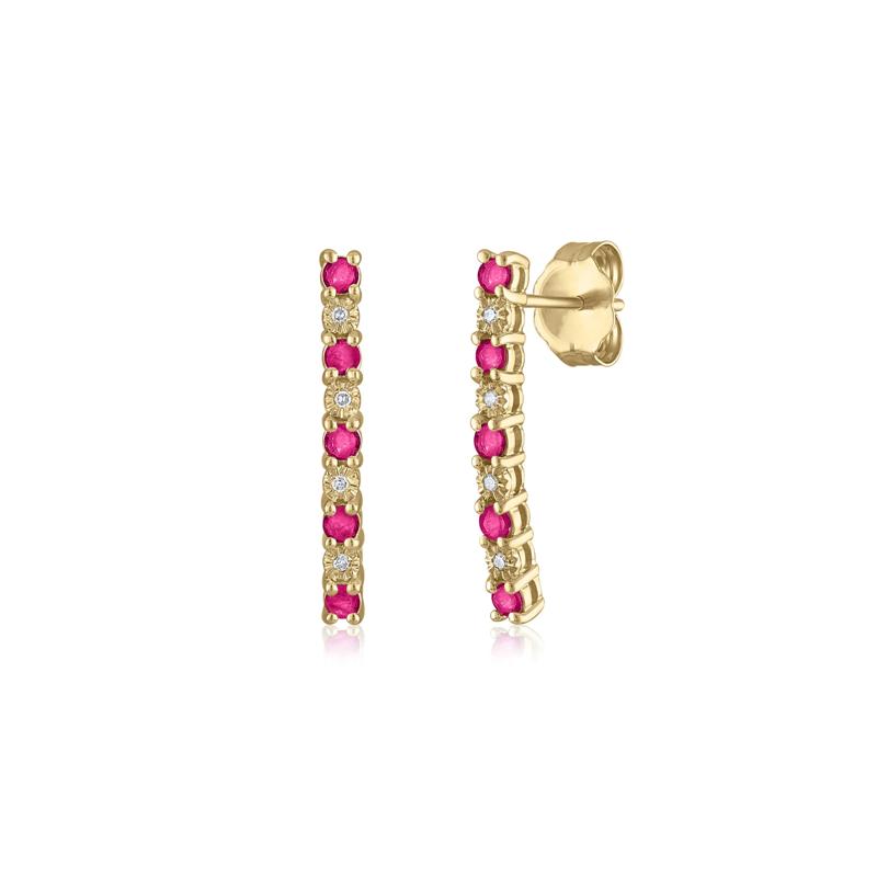 Ruby and Diamond Accent Earrings in 14K Yellow Gold – Image 1 of 1