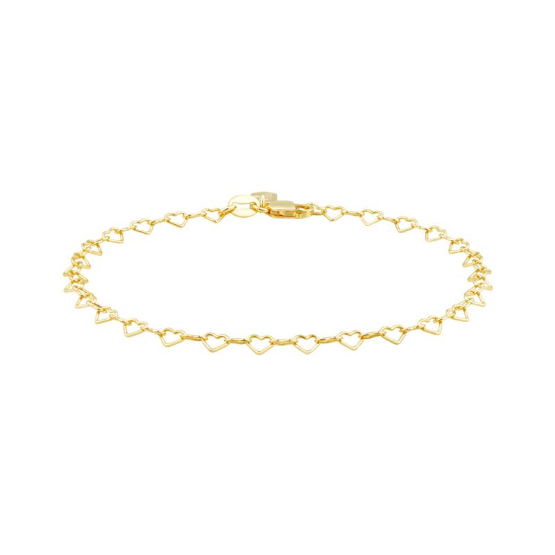 Heart-Link Bracelet in Vermeil, 7.5&quot; – Image 1 of 4