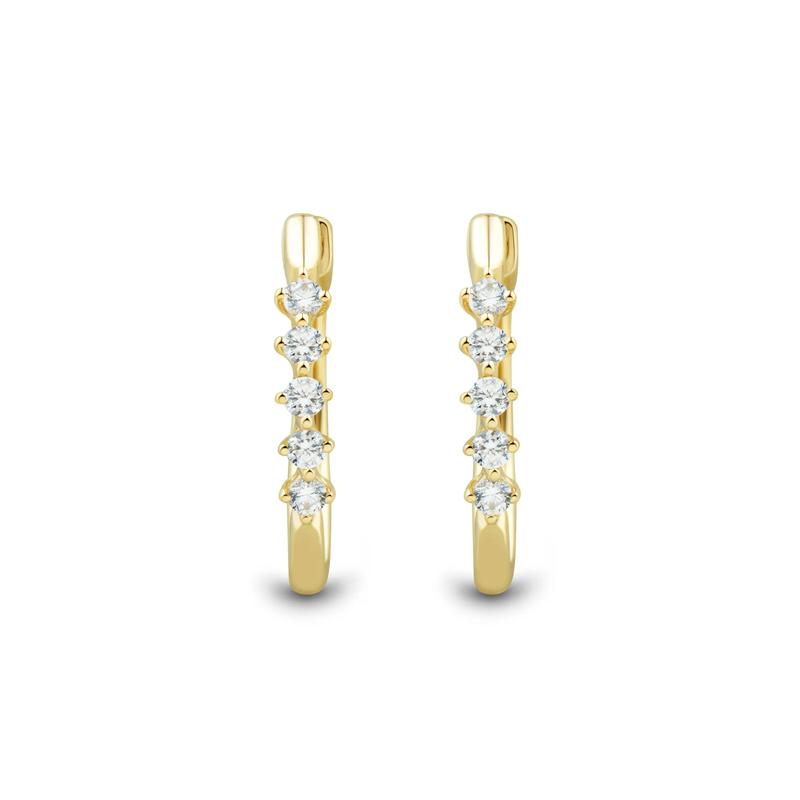 Diamond Huggie Hoop Earrings in 10K Yellow Gold &#40;1/4 ct. tw.&#41; – Image 2 of 2
