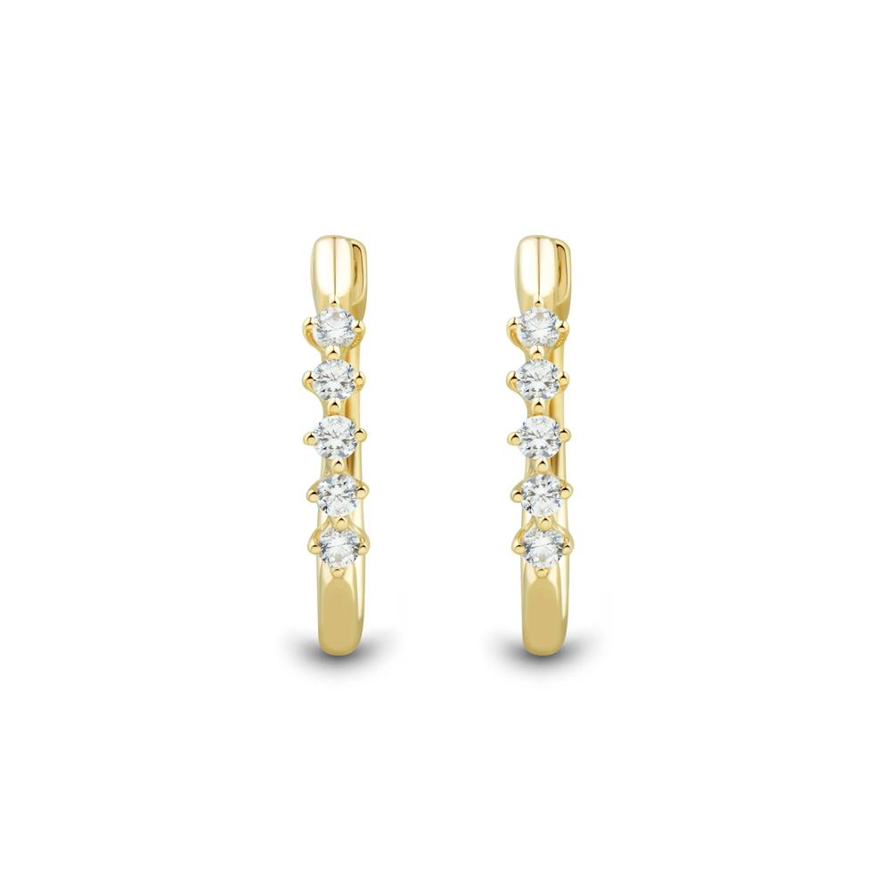 Diamond Huggie Hoop Earrings in 10K Yellow Gold (1/4 ct. tw.) – Image 2 of 2