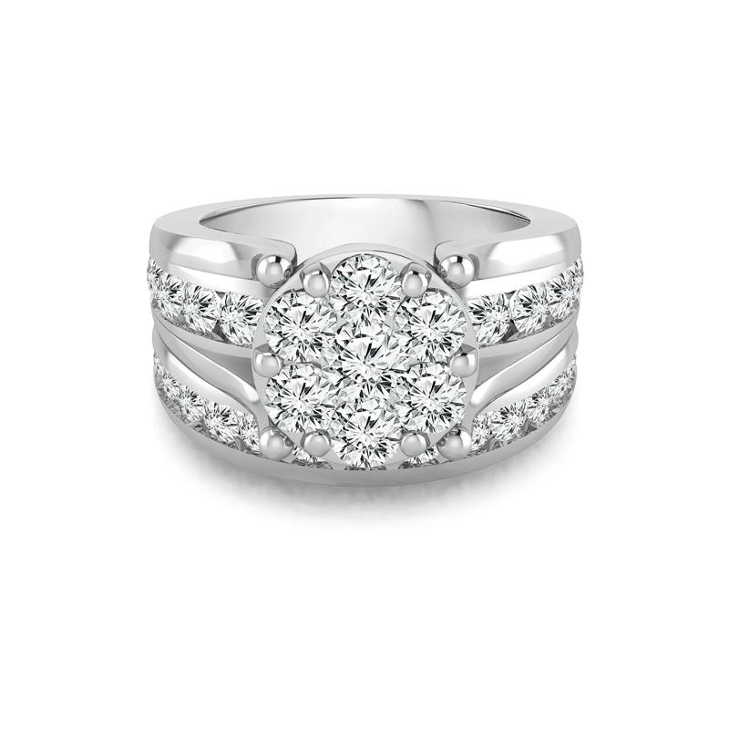 Round Lab Grown Multi-Diamond Engagement Ring Set in 10K White Gold &#40;3 ct. tw.&#41;  – Image 1 of 5