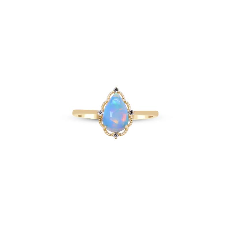 Opal and Diamond Accent Ring in 10K Yellow Gold – Image 1 of 4