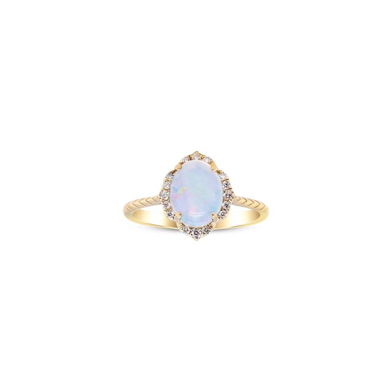 Oval-Shaped Opal and Diamond Ring in 10K Yellow Gold – Image 4 of 4