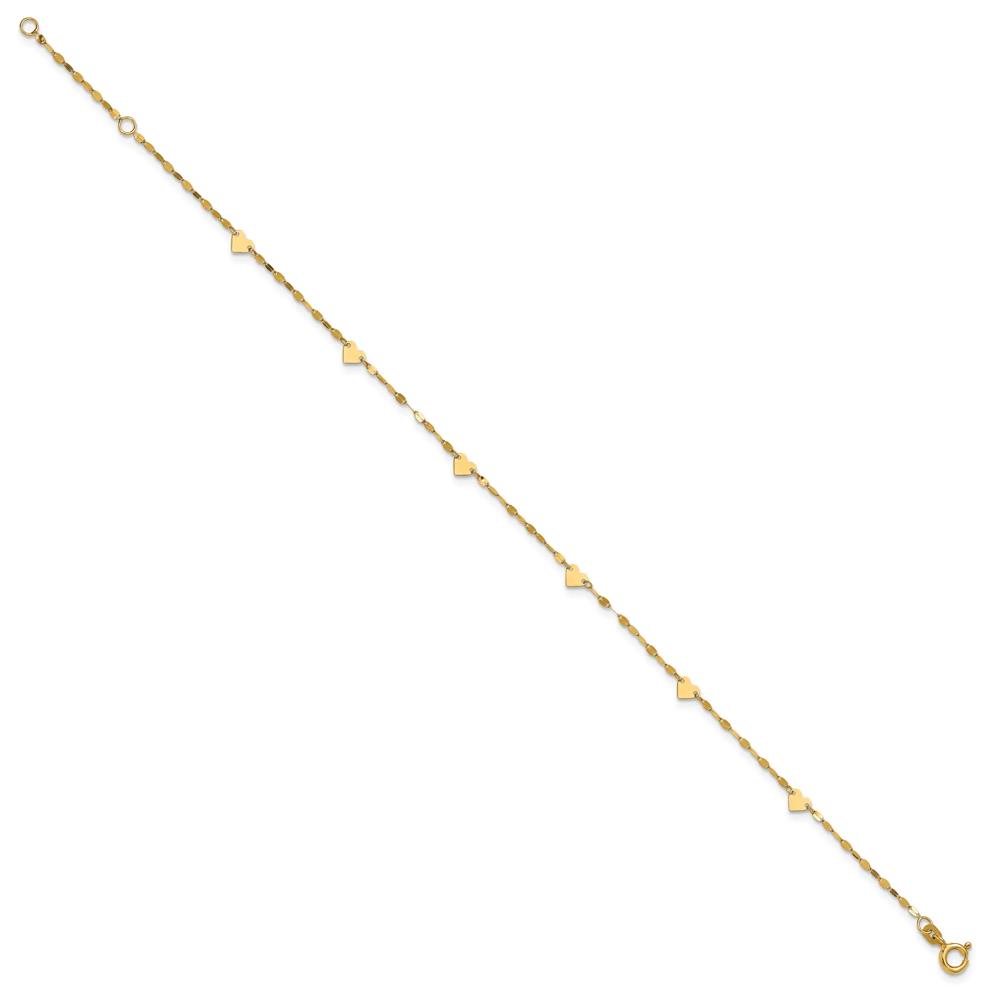 Polished Heart Station Anklet in 14K Yellow Gold – Image 3 of 3