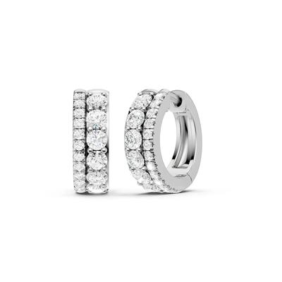 Lab Grown Diamond Double Row Hoop Earrings in 10K White Gold (1 1/4 ct. tw.)