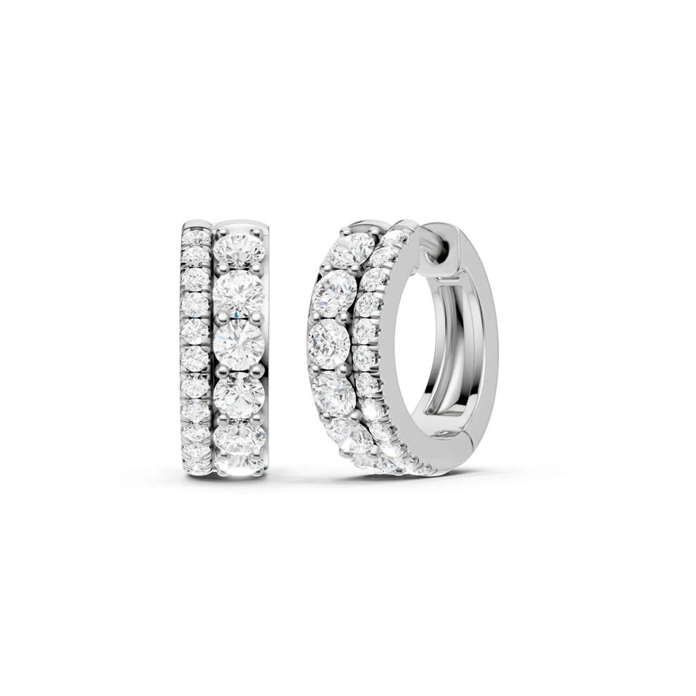 Lab Grown Diamond Double Row Hoop Earrings in 10K White Gold (1 1/4 ct. tw.) – Image 1 of 4