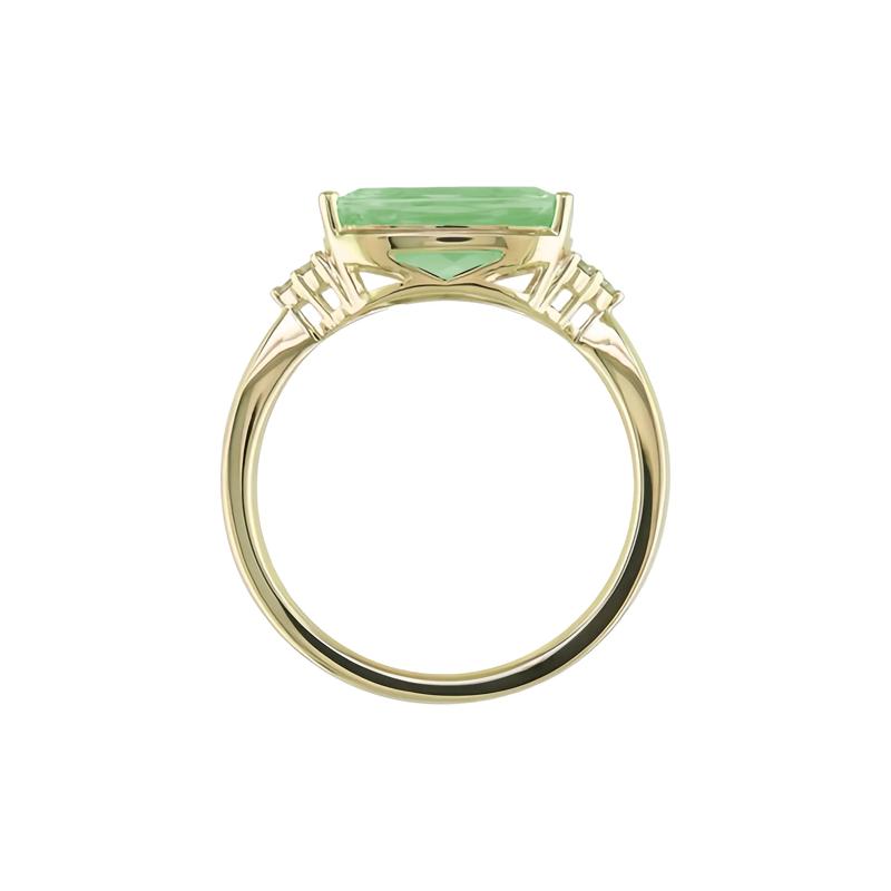 Green Amethyst and Diamond Accent Ring in 10K Yellow Gold – Image 2 of 3