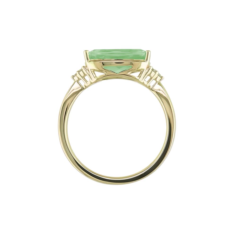 Green Quartz and Diamond Accent Ring in 10K Yellow Gold – Image 2 of 3