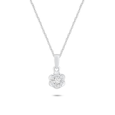 Diamond Accent Solitaire Pendant Necklace in Sterling Silver