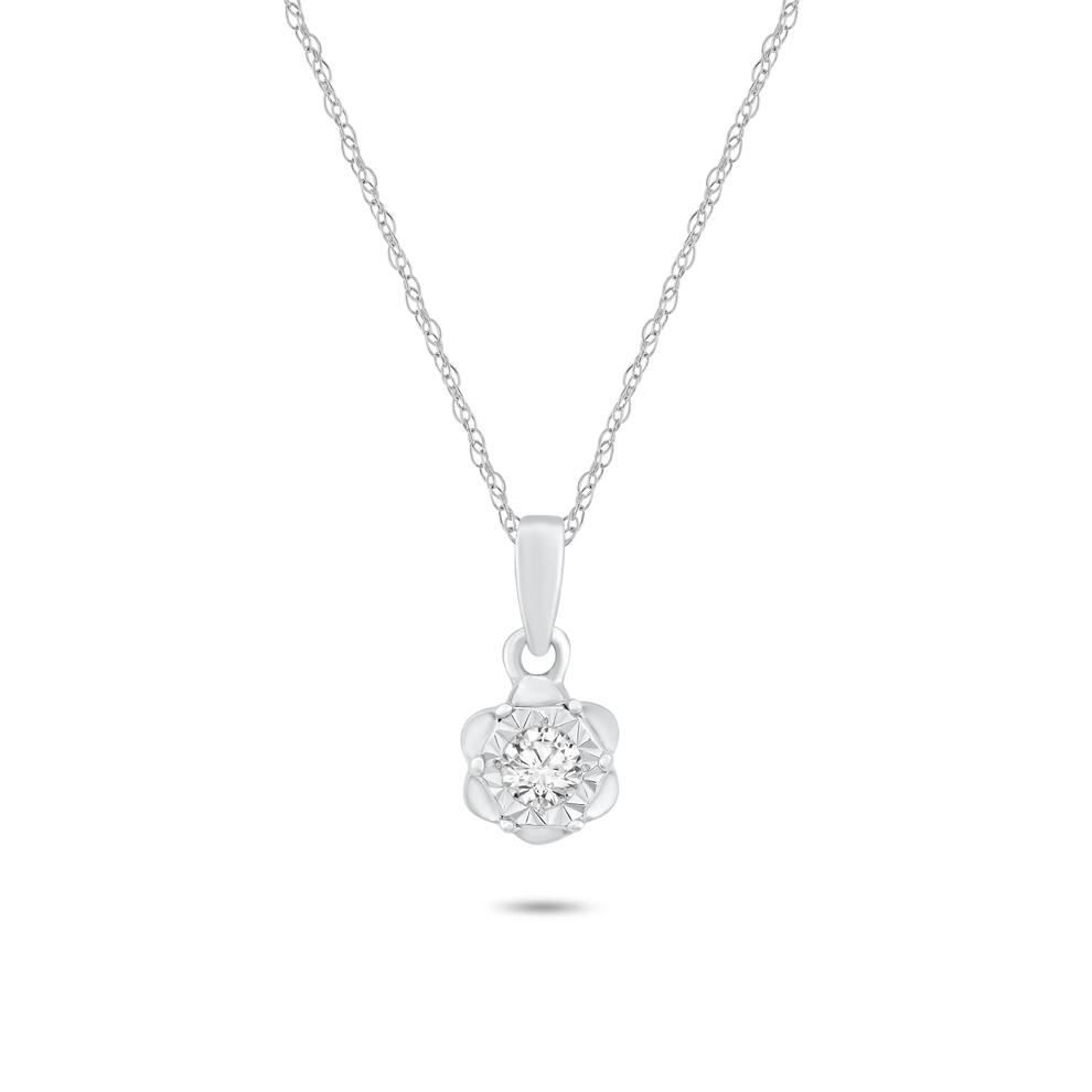 Diamond Accent Solitaire Pendant Necklace in Sterling Silver – Image 1 of 4