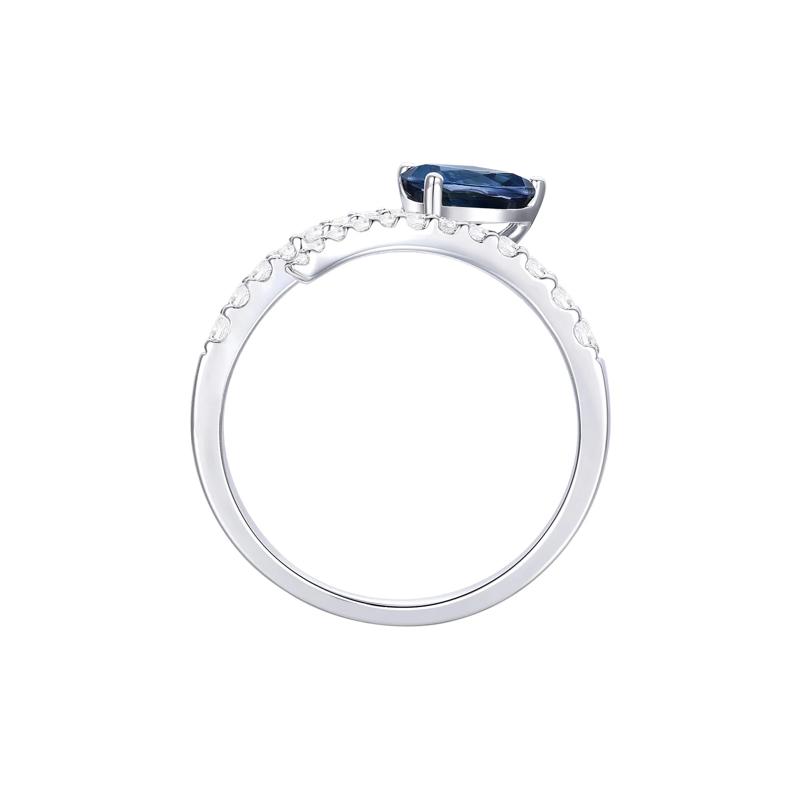Blue Sapphire and Diamond Bypass Ring in 10K White Gold &#40;1/3 ct. tw.&#41; – Image 2 of 3