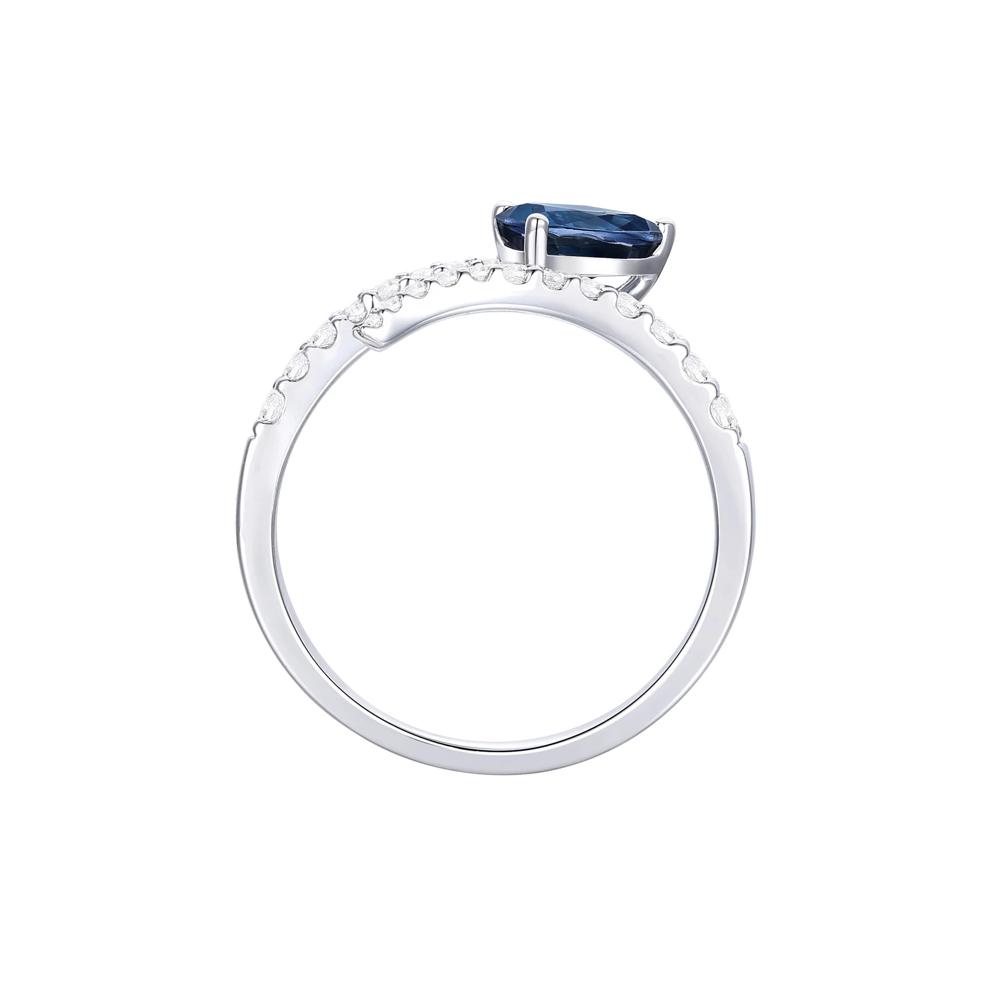 Blue Sapphire and Diamond Bypass Ring in 10K White Gold (1/3 ct. tw.) – Image 2 of 3
