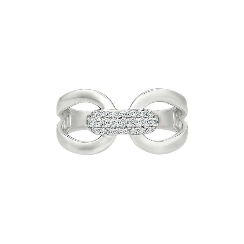 Diamond Link Ring in Sterling Silver &#40;1/5 ct. tw.&#41; – Image 1 of 5