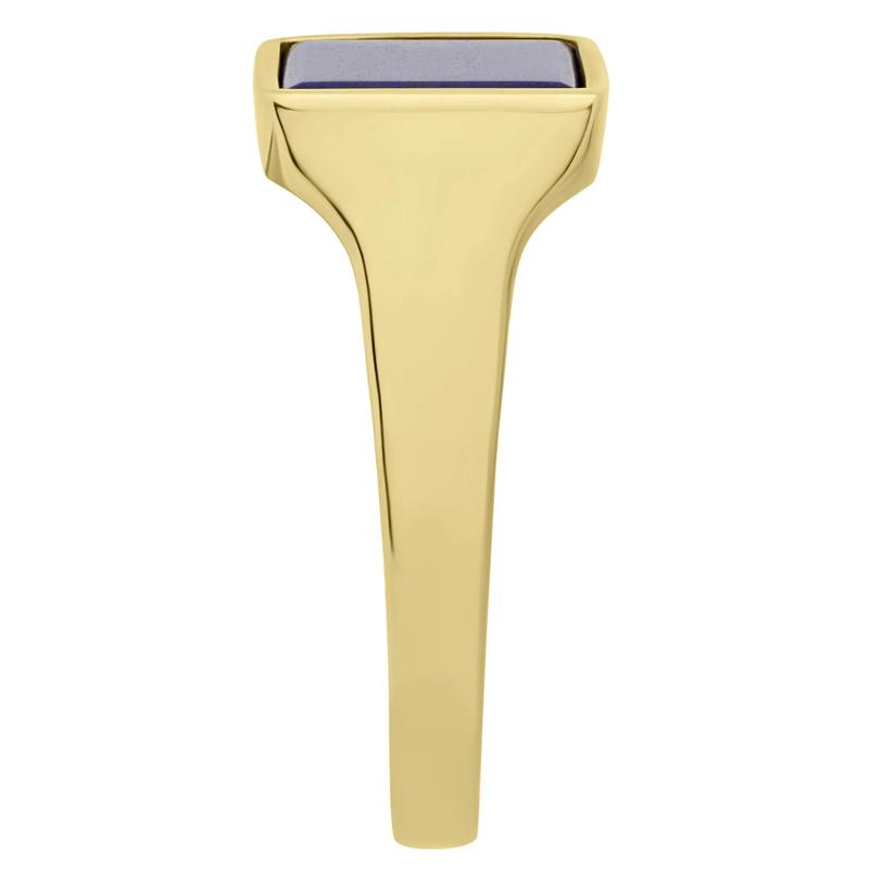 Rectangle Signet Ring with Lapis Inlay in 14K Yellow Gold – Image 3 of 3