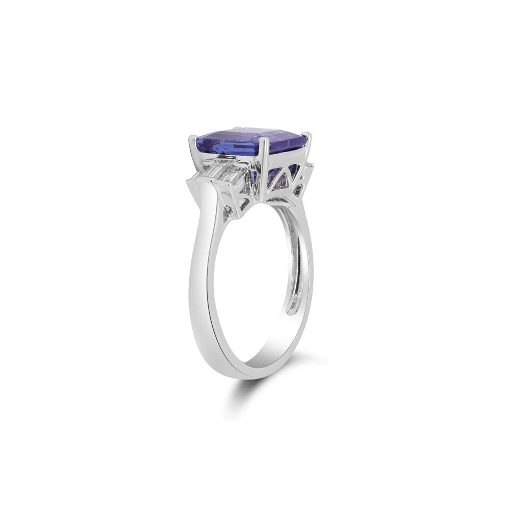 Blue Tanzanite and Diamond Ring in 18K White Gold (3/8 ct. tw.) – Image 2 of 4