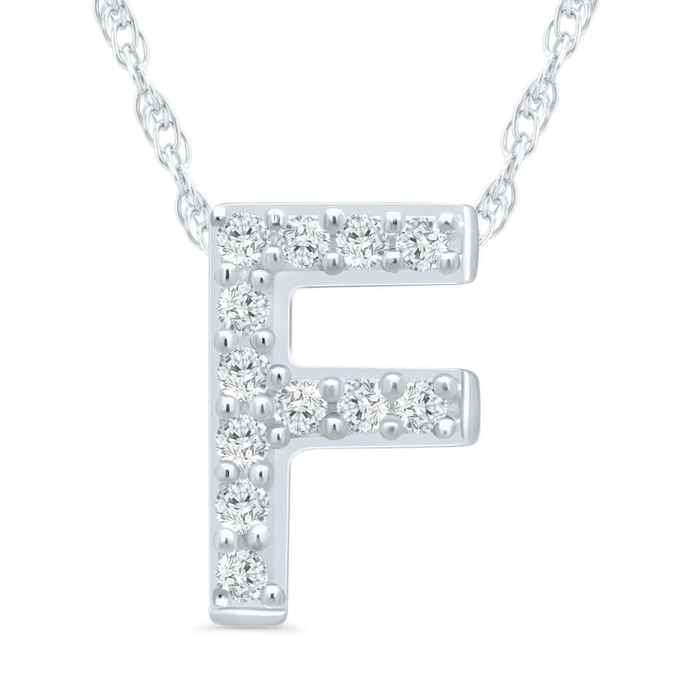 Diamond Accent Initial F Pendant in 10K White Gold – Image 1 of 3