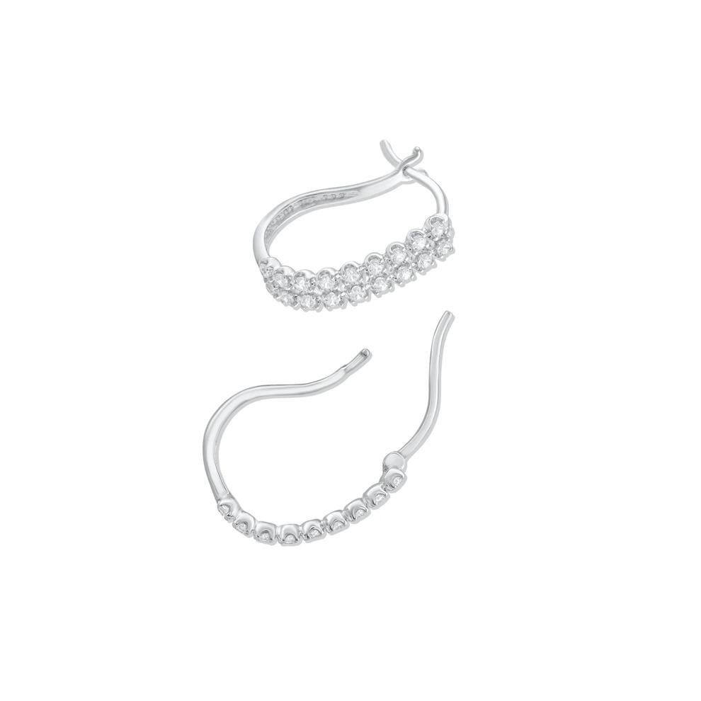Diamond Double Row Hoop Earrings in 10K White Gold (1/2 ct. tw.) – Image 2 of 3