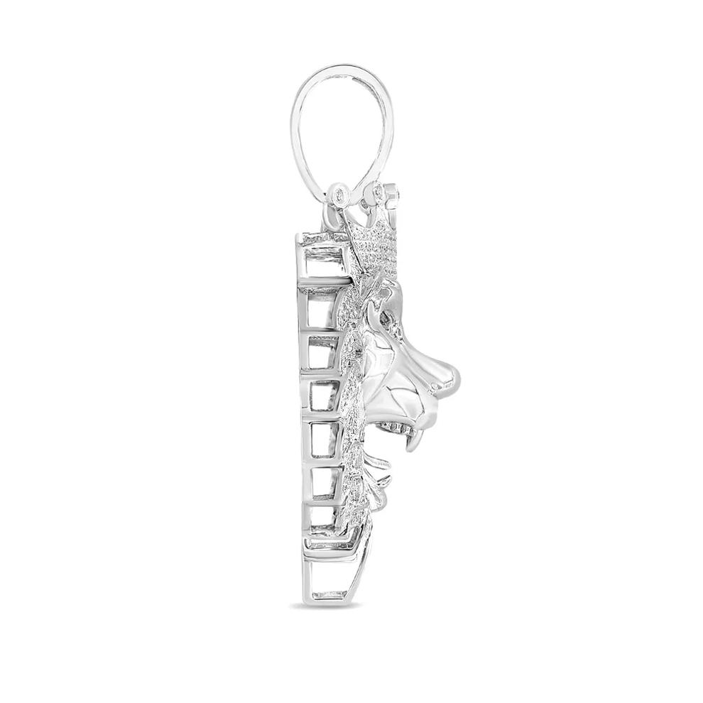 Lion Head Charm with Diamonds in Sterling Silver (1 ct. tw.) – Image 2 of 2