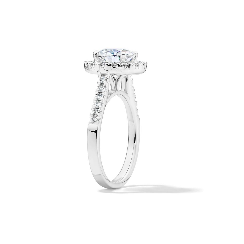 Lab-Created Moissanite Round Halo Ring in 10K White Gold (2 1/4 ct. dew) – Image 3 of 4